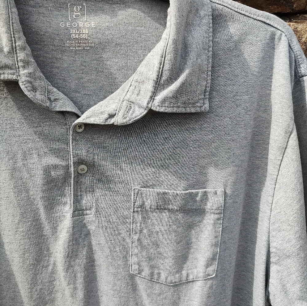 George Men's Heather Gray Pocket Polo Big And Tall Size 3XL - Picture 8 of 8